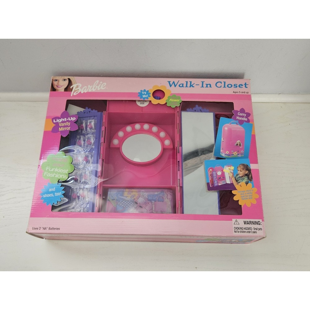 Vintage Mattel 2000 Walk In Closet Barbie Doll Vanity Holds Fashion Accessories